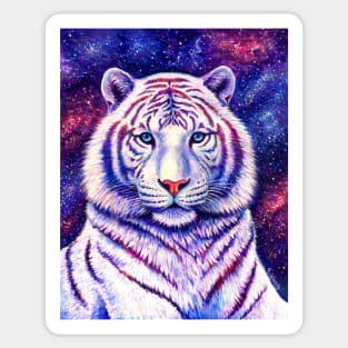 Among the Stars Colorful Cosmic White Tiger Sticker